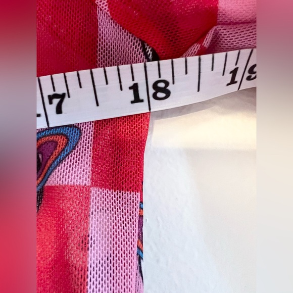 Dressed in Lala Long Sleeve Mesh Top Cosmic Cowgirl pink red checker yin yang M - Picture 10 of 10